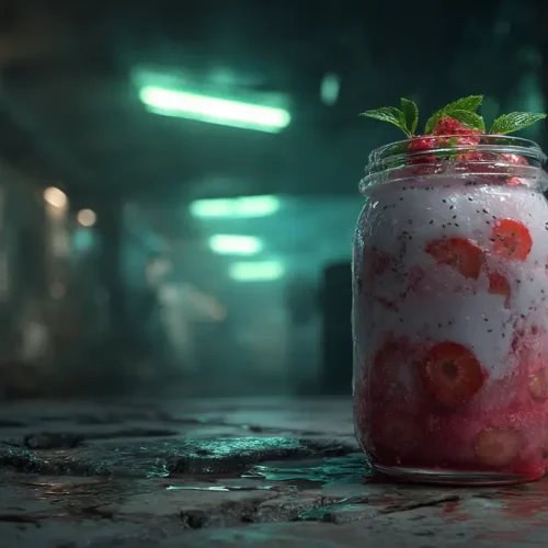Smoothie fraise rhubarbe yaourt vanille