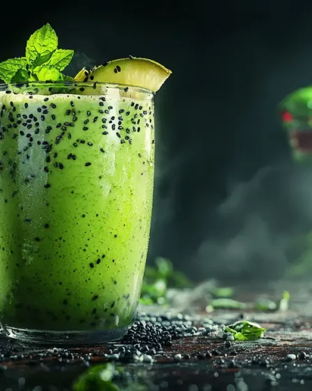 smoothie myrtille citron basilic yaourt grec